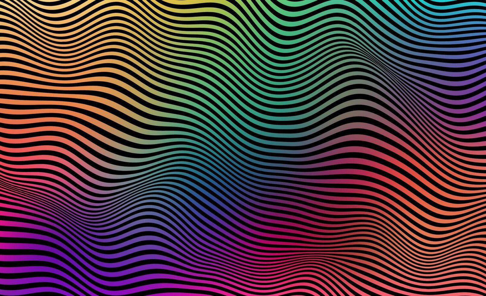Abstract vector illustration with vibrant, flowing lines in a neon glitch style. Perfect for backgrounds, banners, and cards, blending retro and futuristic elements in a trendy, colorful design.
