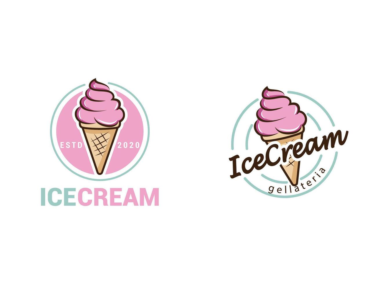 Premium ice cream illustration logo design vector