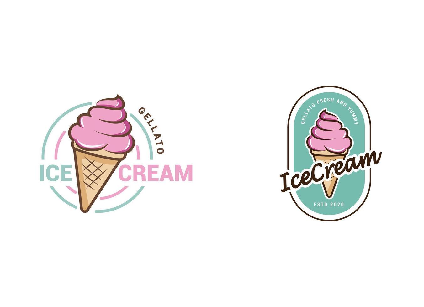 Premium ice cream illustration logo design vector