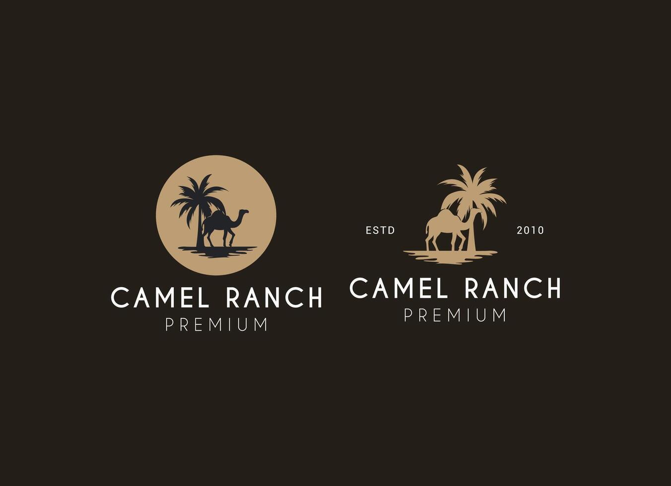 Desierto camello silueta logo diseño. camello rancho logo diseño. vector