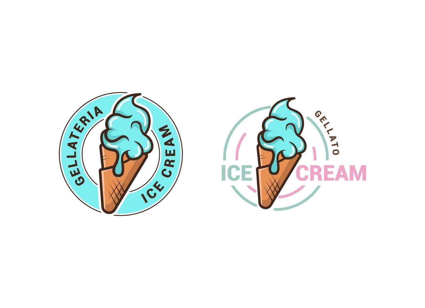 Premium ice cream illustration logo design vector