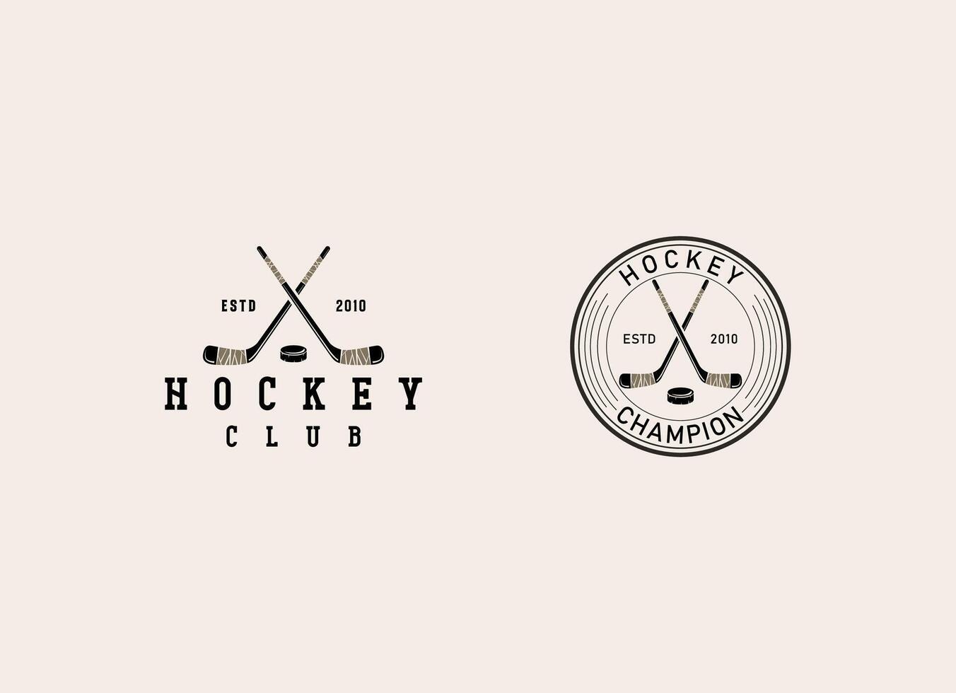 Ice Hockey league. Vintage hockey emblem with hockey cues. Logo template for team, club, league, tournament vector
