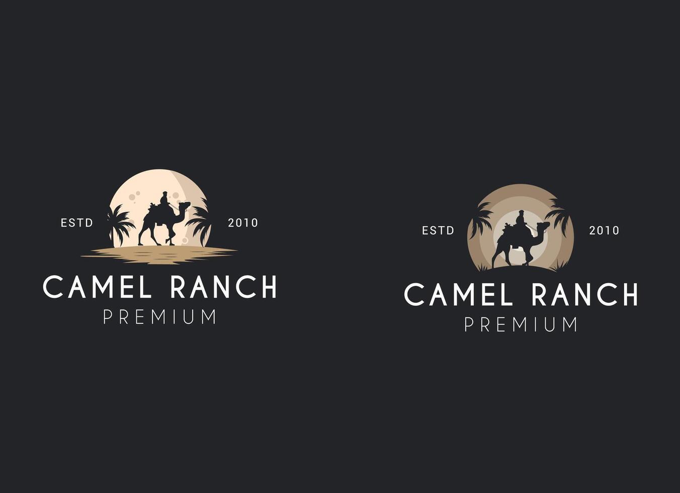 Desierto camello silueta logo diseño. camello rancho logo diseño. vector