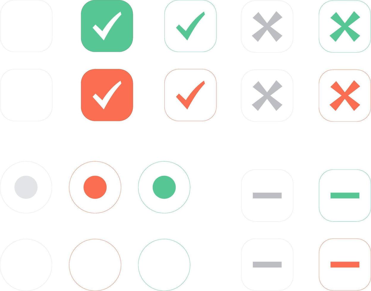 True or false, on or off, enable or disable button. User interface design icon. vector