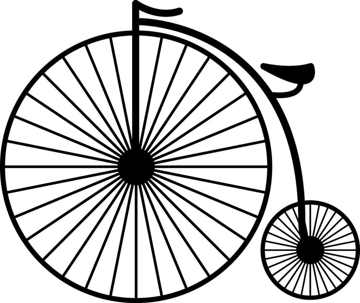 centavo farthing bicicleta rueda silueta aislado en blanco antecedentes. vector ilustración.