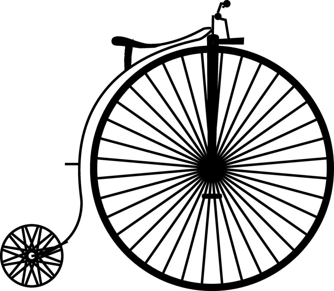 Clásico centavo farthing bicicleta silueta aislado en blanco antecedentes. vector ilustración diseño