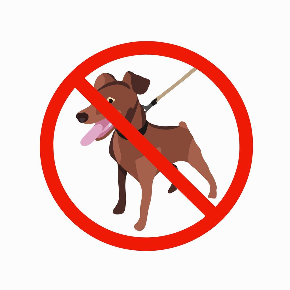 Vector isolated illustration of ban with dogs. Dogs are not allowed. Dog walking is prohibited.