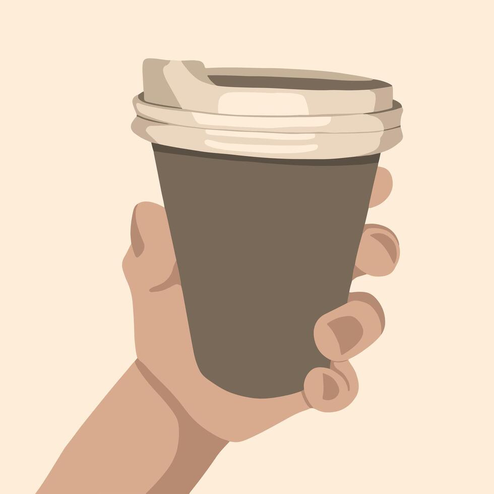 vector aislado ilustración de taza de café en mano.