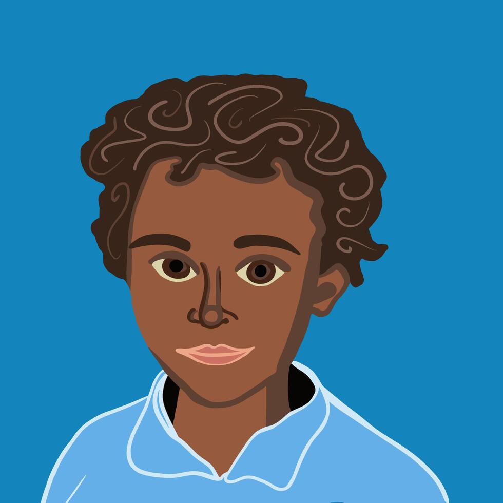 Vector illustration of a portrait of a black boy.