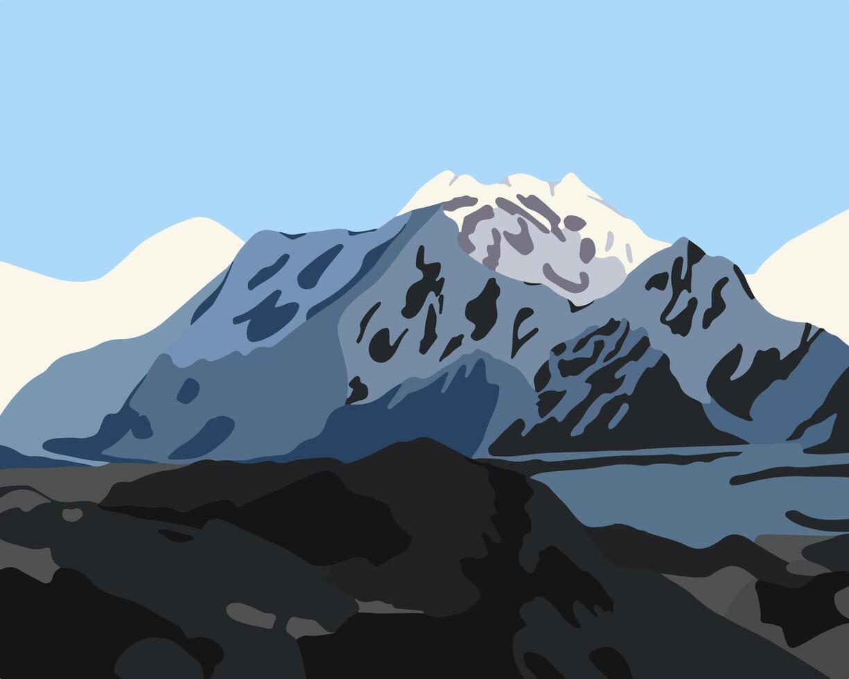 Vector isolated illustration of the Tien Shan mountain range.