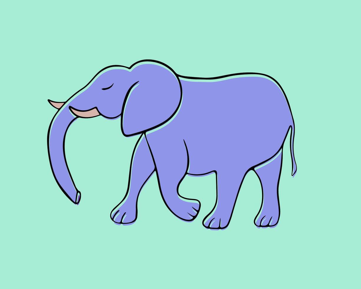 Vector isolated illustration of elephant with outline.