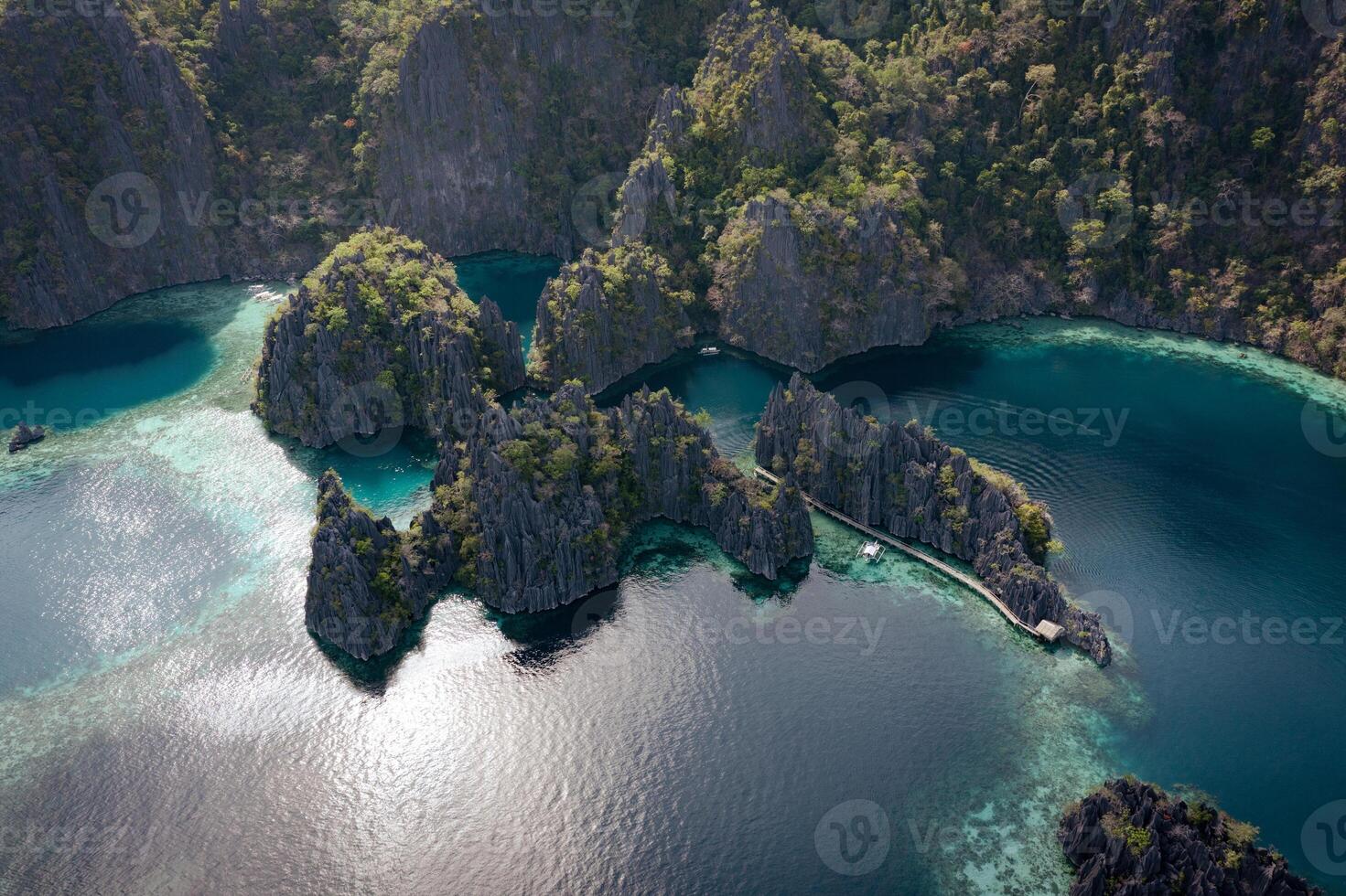 Aerial view of Twin Lagoon in the Philippines photo