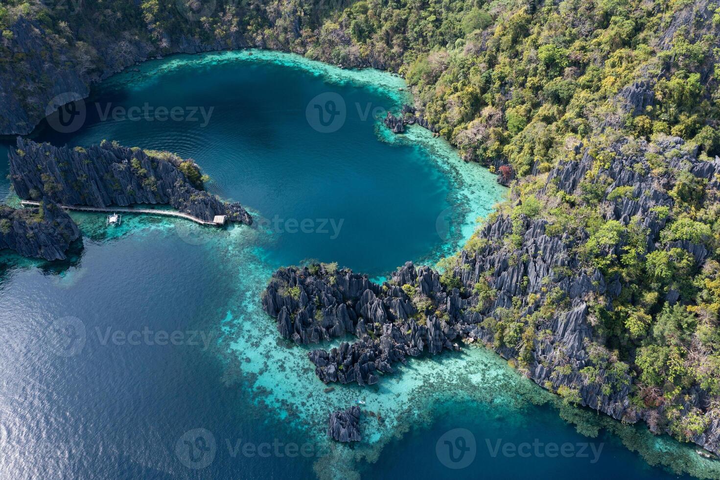 Aerial view of Twin Lagoon in the Philippines photo