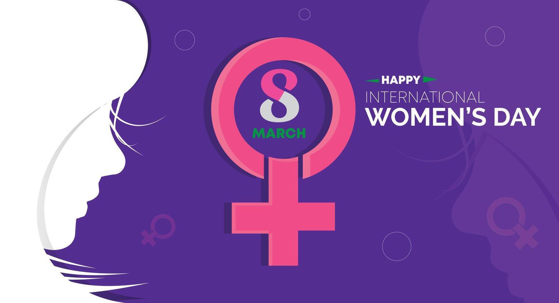 Happy Women's Day 8 March. Women's Day greeting banner design with flowers and a purple color vector