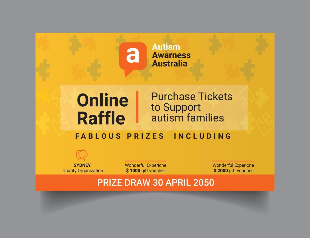 Tickets Design for awareness Autism Awareness Raffle Ticket vector