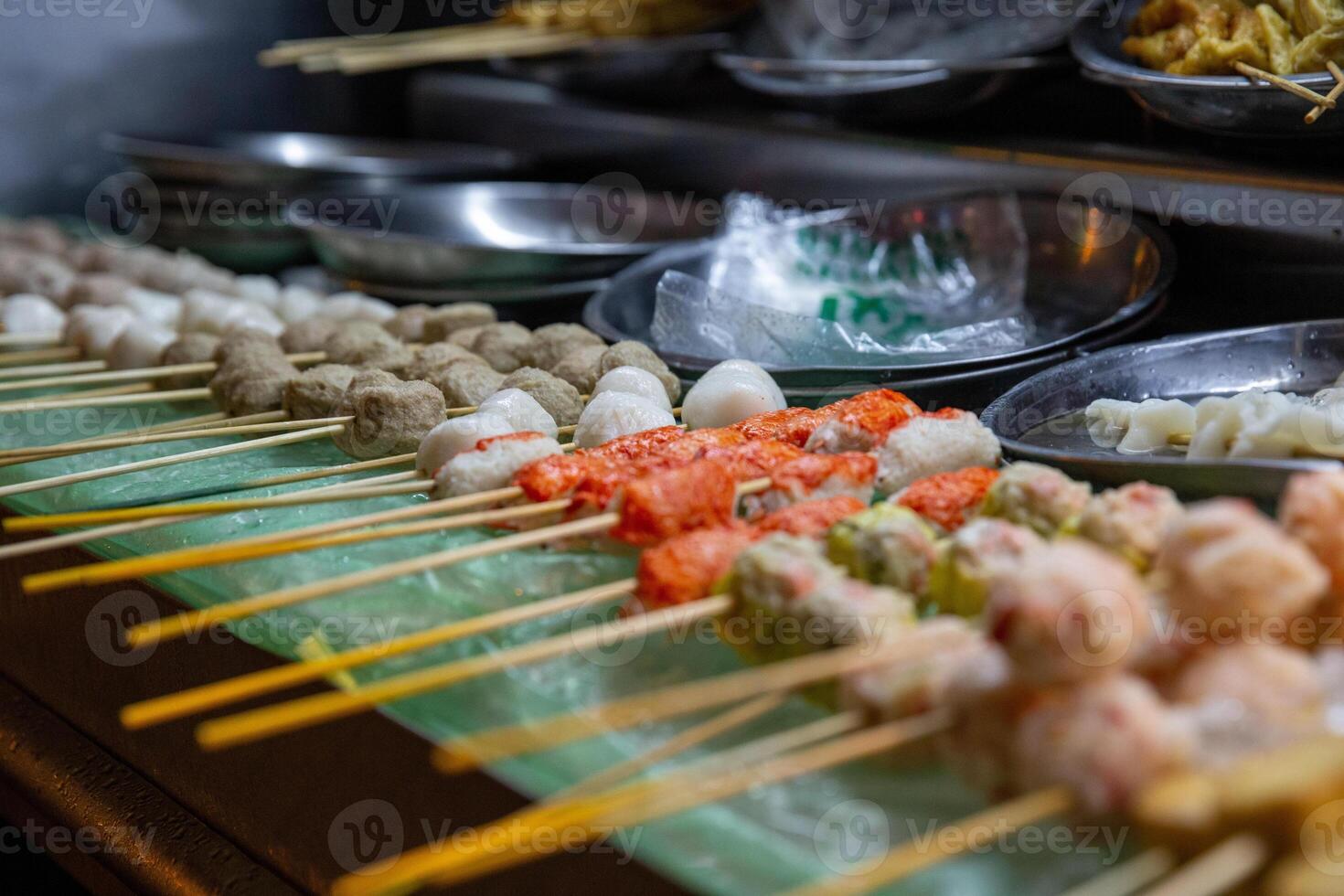 Skewers of Different Seafood Balls photo