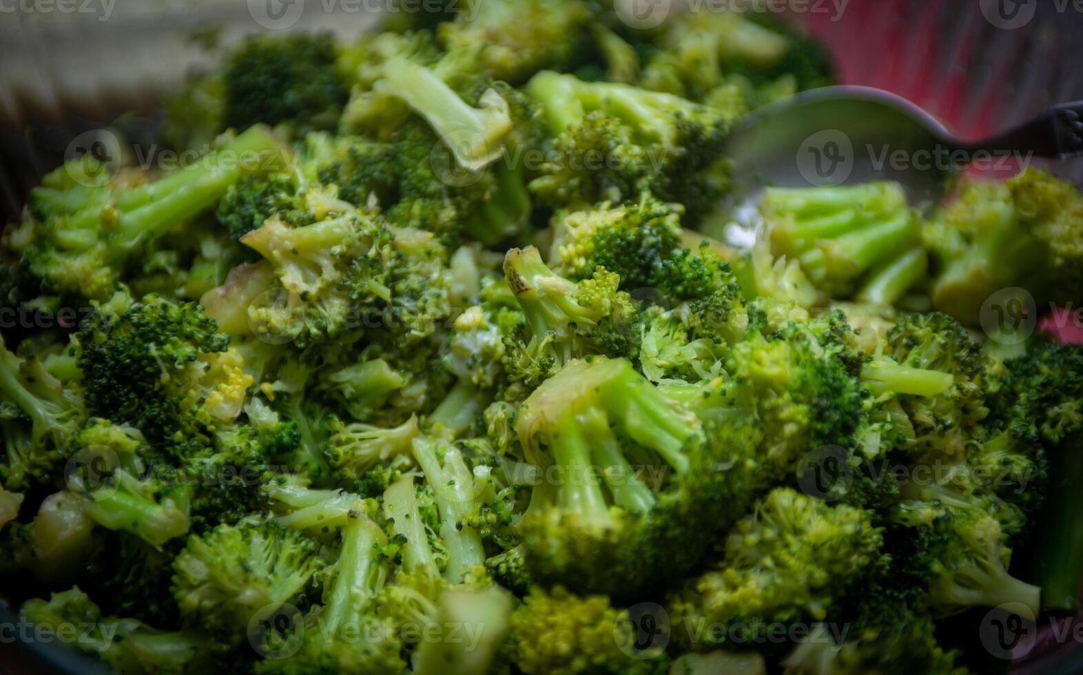 Steamed broccoli Being served photo