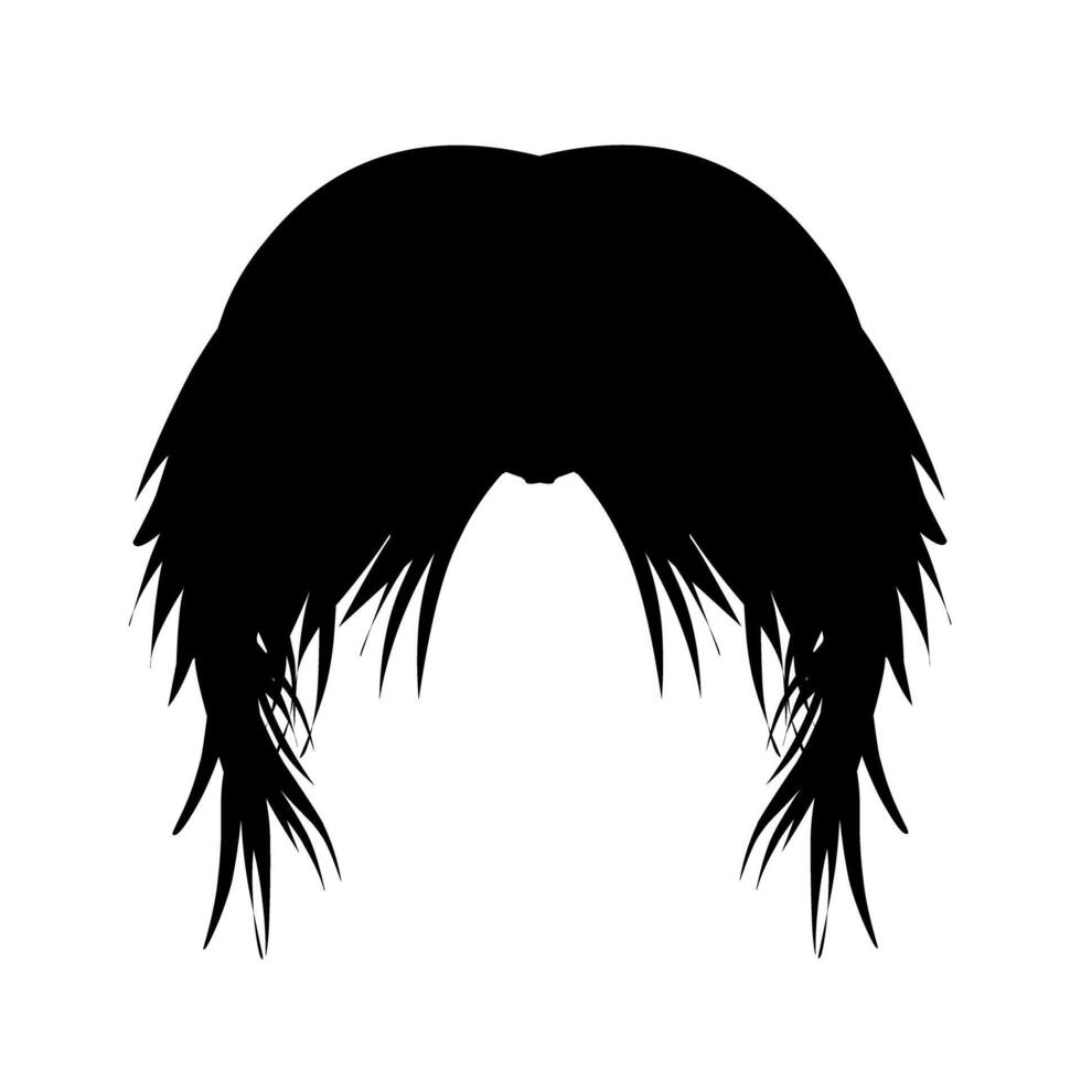 Design illustration of the shape of a man's long black hair. Perfect for stickers, card elements, social media, banners, posters vector