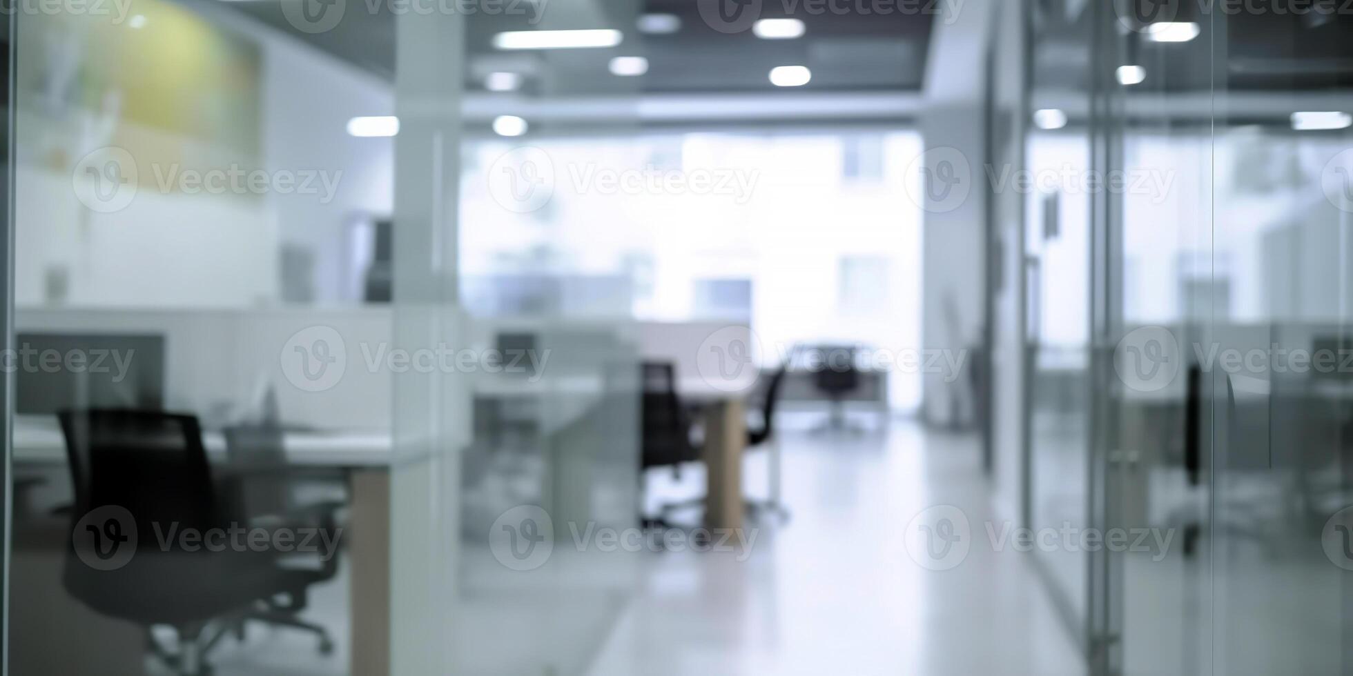 AI generated Blurred empty open space office photo