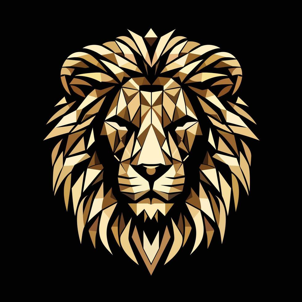 Golden Lion Face Vector