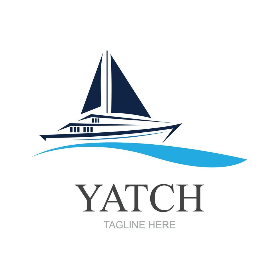 Vector sailing boat yacht logo vector illustration isolated on white. Yacht club logotype