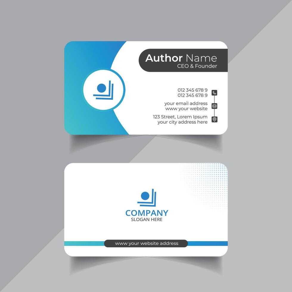 Blue color vector business card design template or abstract visiting card