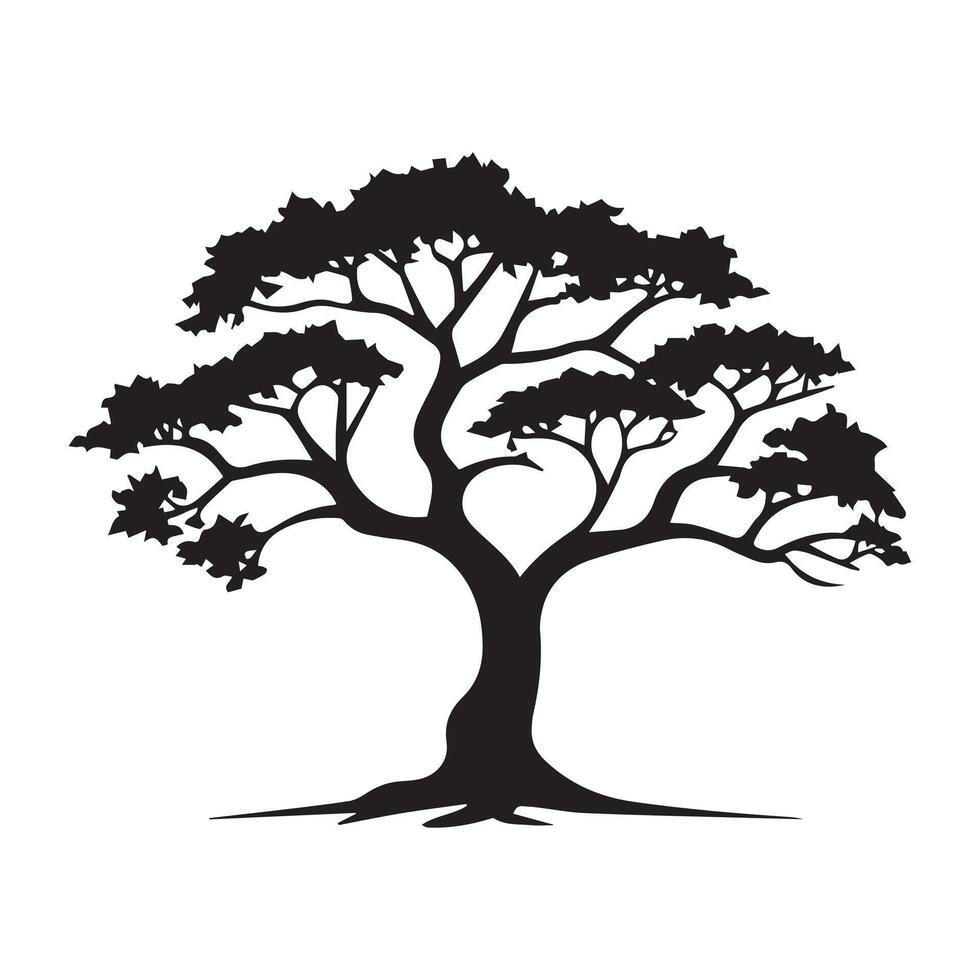 Tree silhouette isolated on white background. Vector illustration for your design.