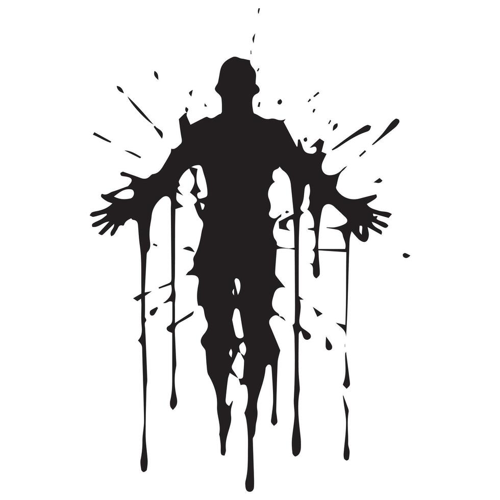 Man silhouette grunge style. Vector white of background.