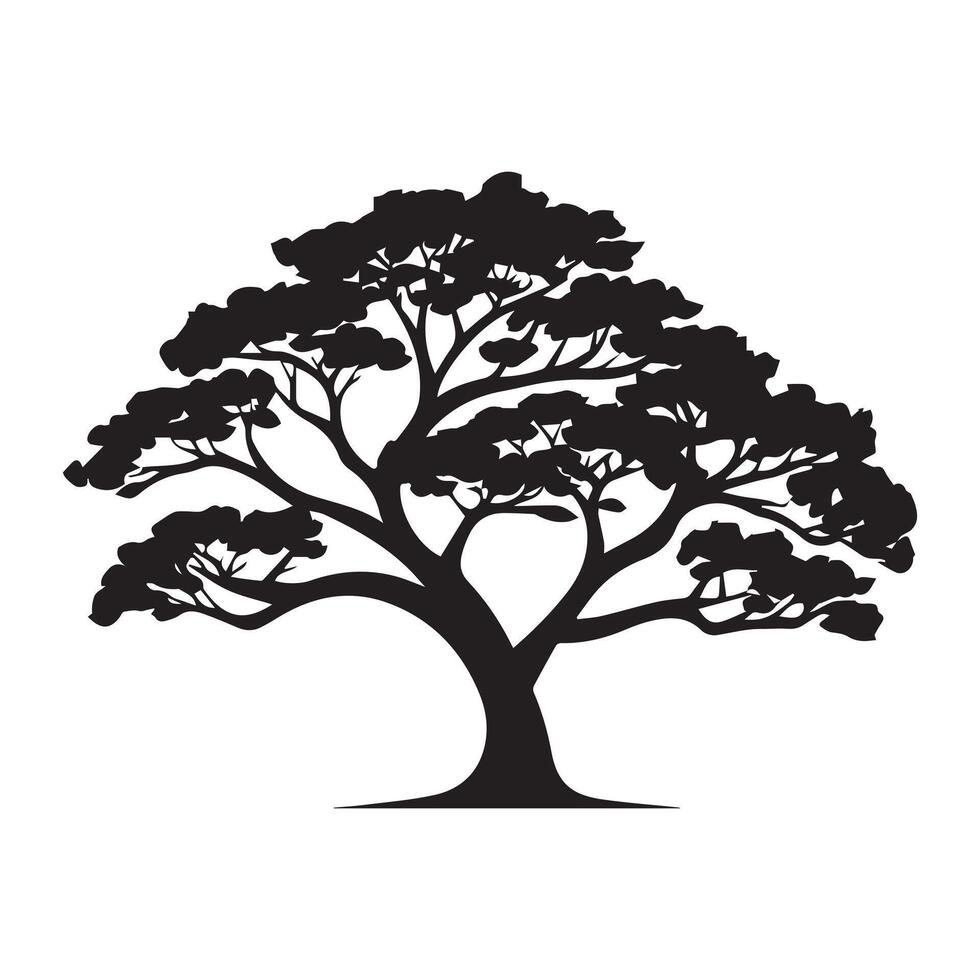 Tree silhouette isolated on white background. Vector illustration for your design.