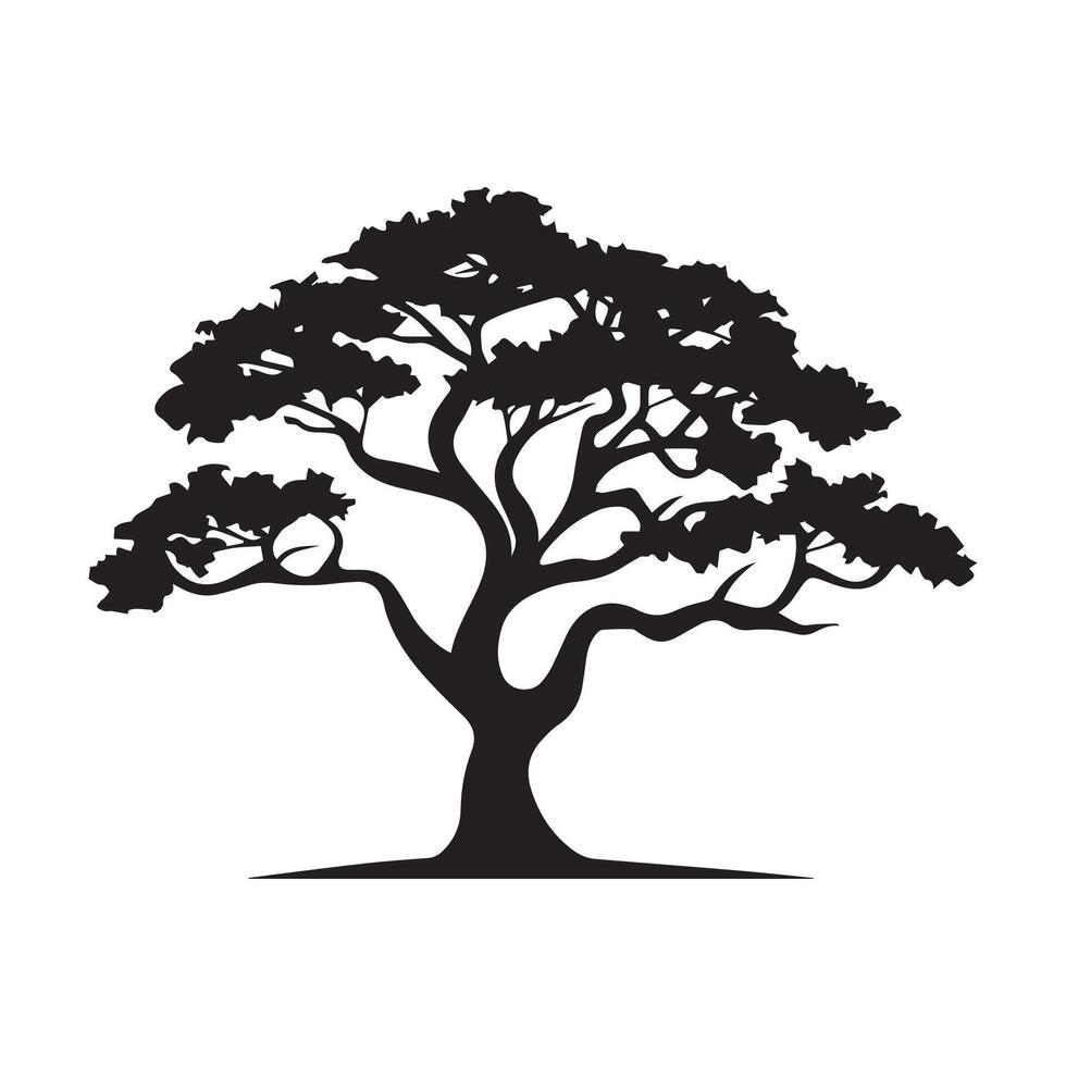 Tree silhouette isolated on white background. Vector illustration for your design.