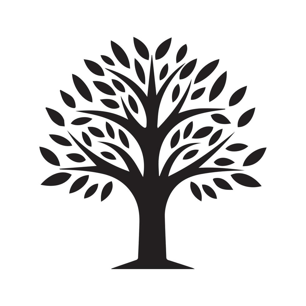 árbol silueta aislado en blanco antecedentes. vector ilustración para tu diseño.