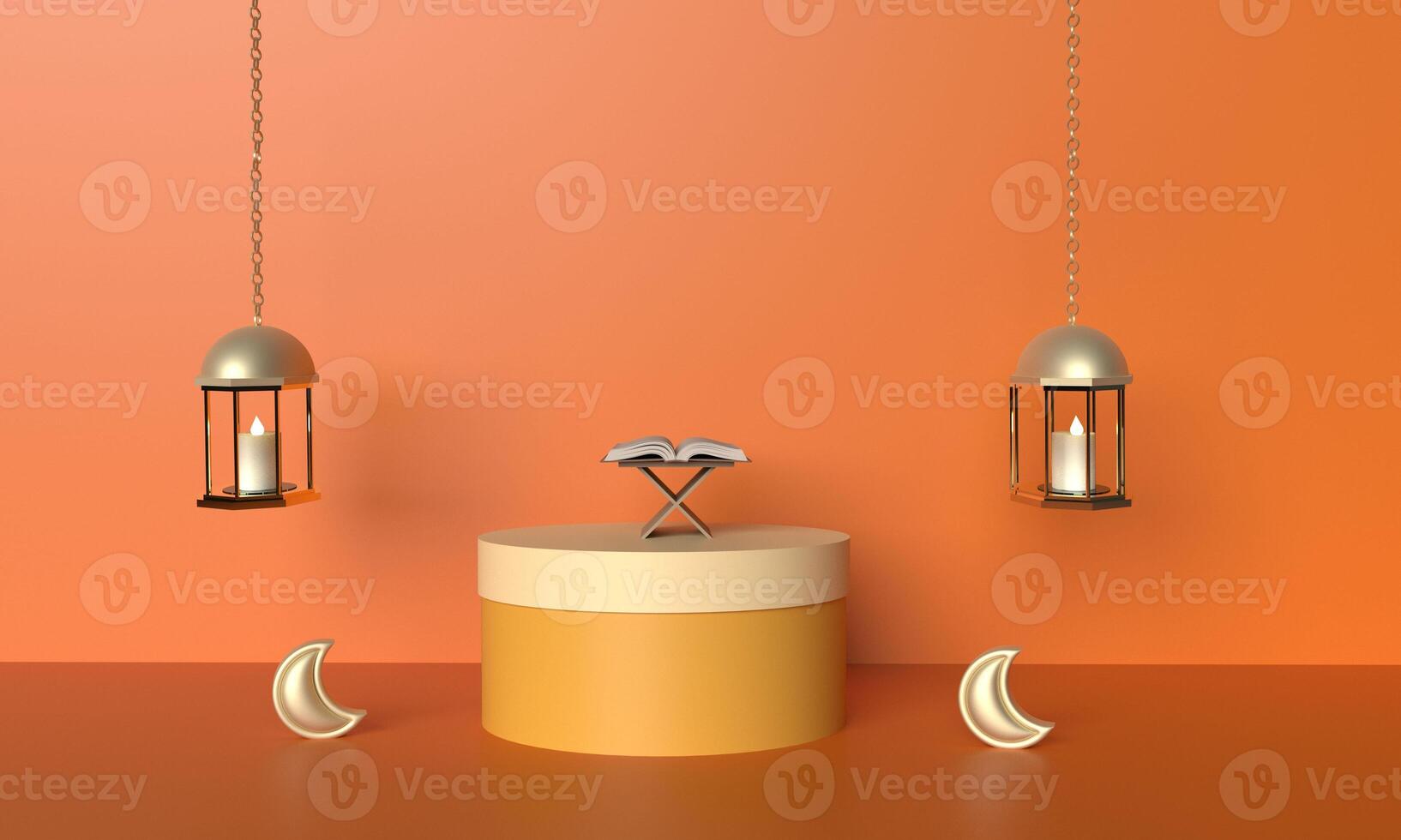 lightbulb candle podium quran koran moon star podium stage stand showcase read islam religion ramadan arabic allah pray faith reading prayer eid warship arabian mubarak belief festival celebration photo