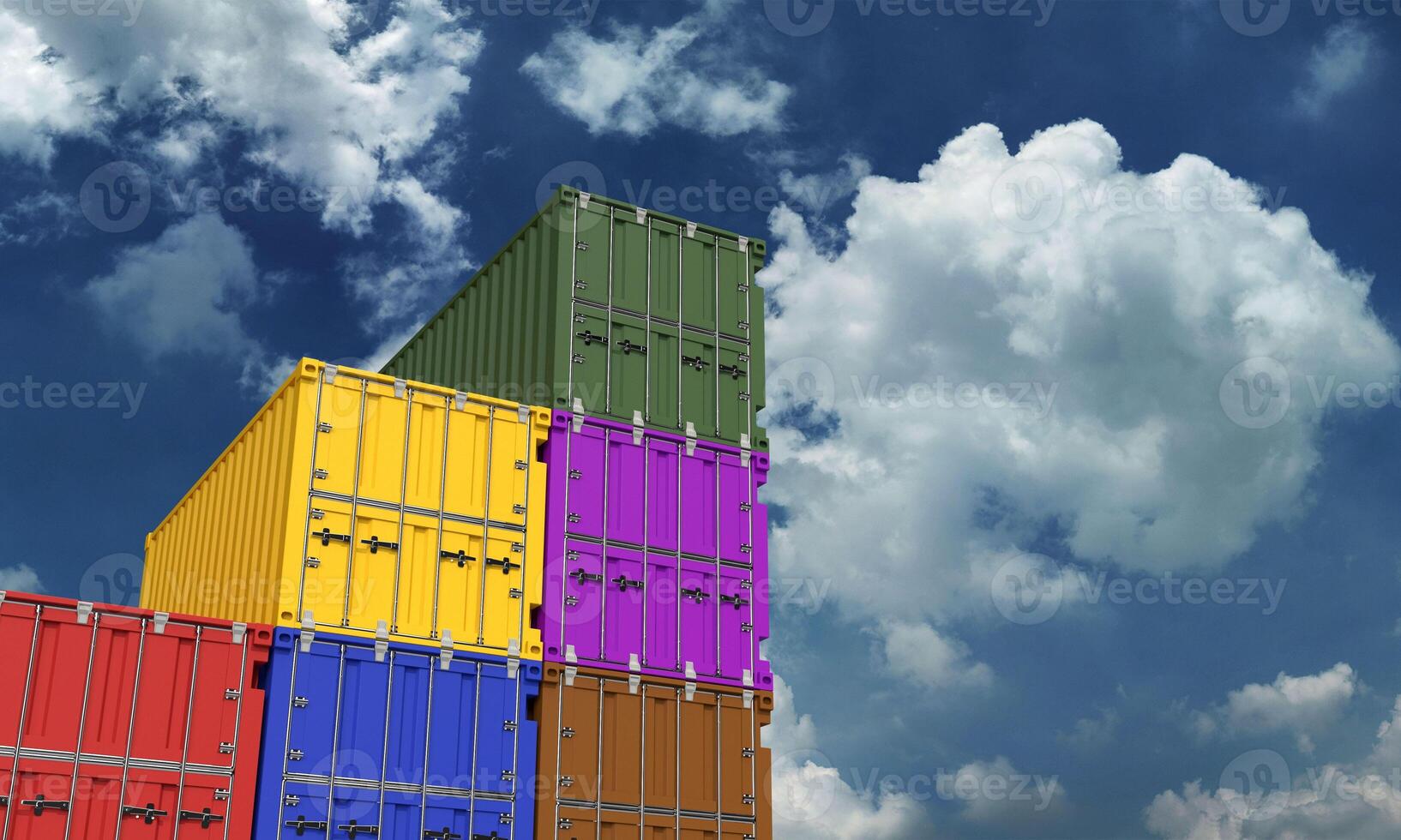 Blue sky white cloud copy space container box good logistic industry business import export custom global freight port harbor international delivery truck  trade commerce container vessel box storage photo