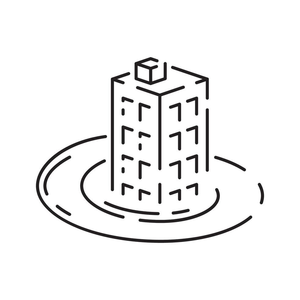 Global disasters. Modern vector plain line design icon. Drought, flood and water. Plant and nature or farm. Famine and insurance.