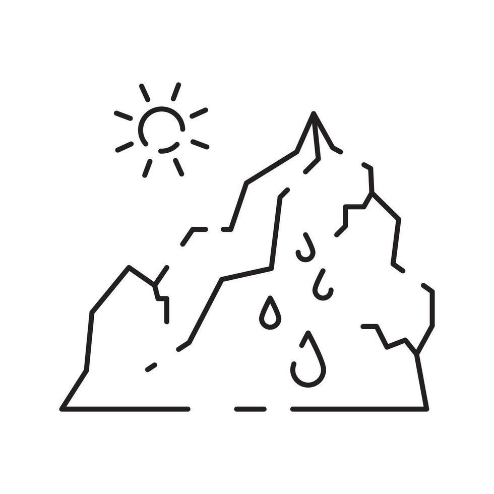 Global disasters. Modern vector plain line design icon. Drought, flood and water. Plant and nature or farm. Famine and insurance.