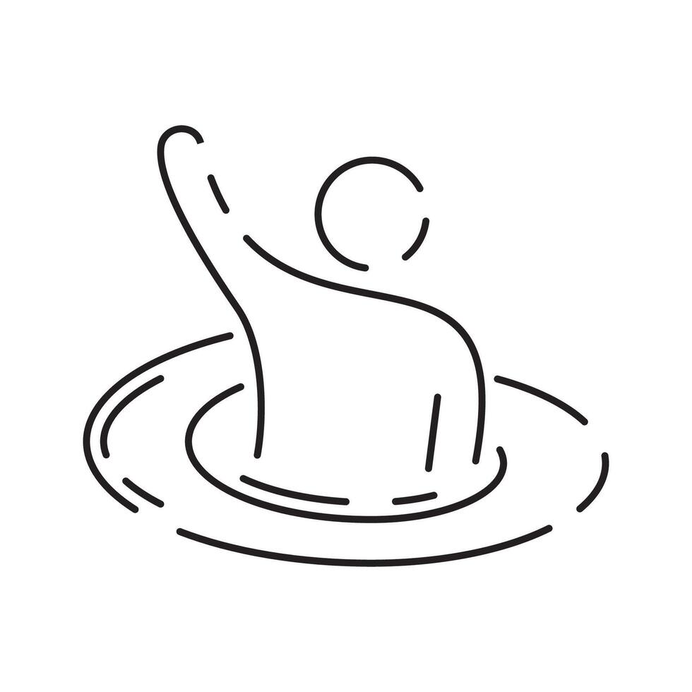 City flood line icon, climate change and ecology, water disaster vector icon, vector graphics, editable stroke outline sign, eps 10.