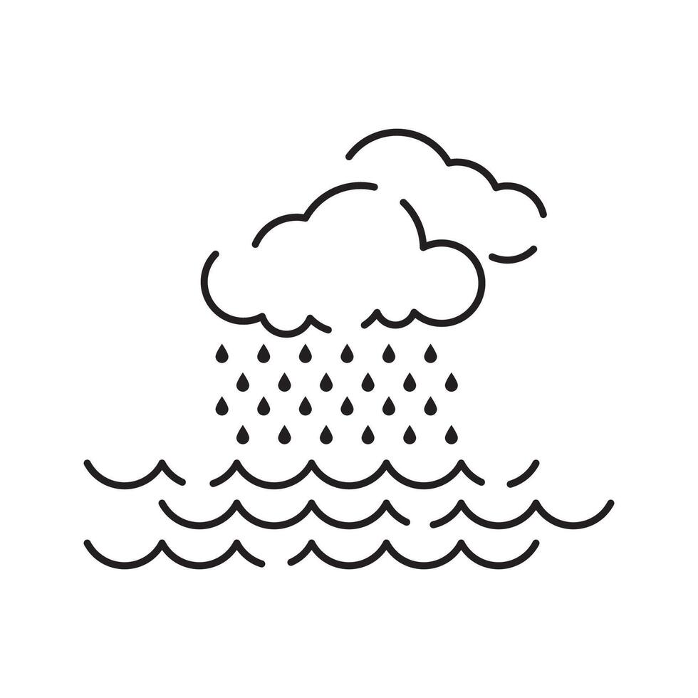 Global disasters. Modern vector plain line design icon. Drought, flood and water. Plant and nature or farm. Famine and insurance.
