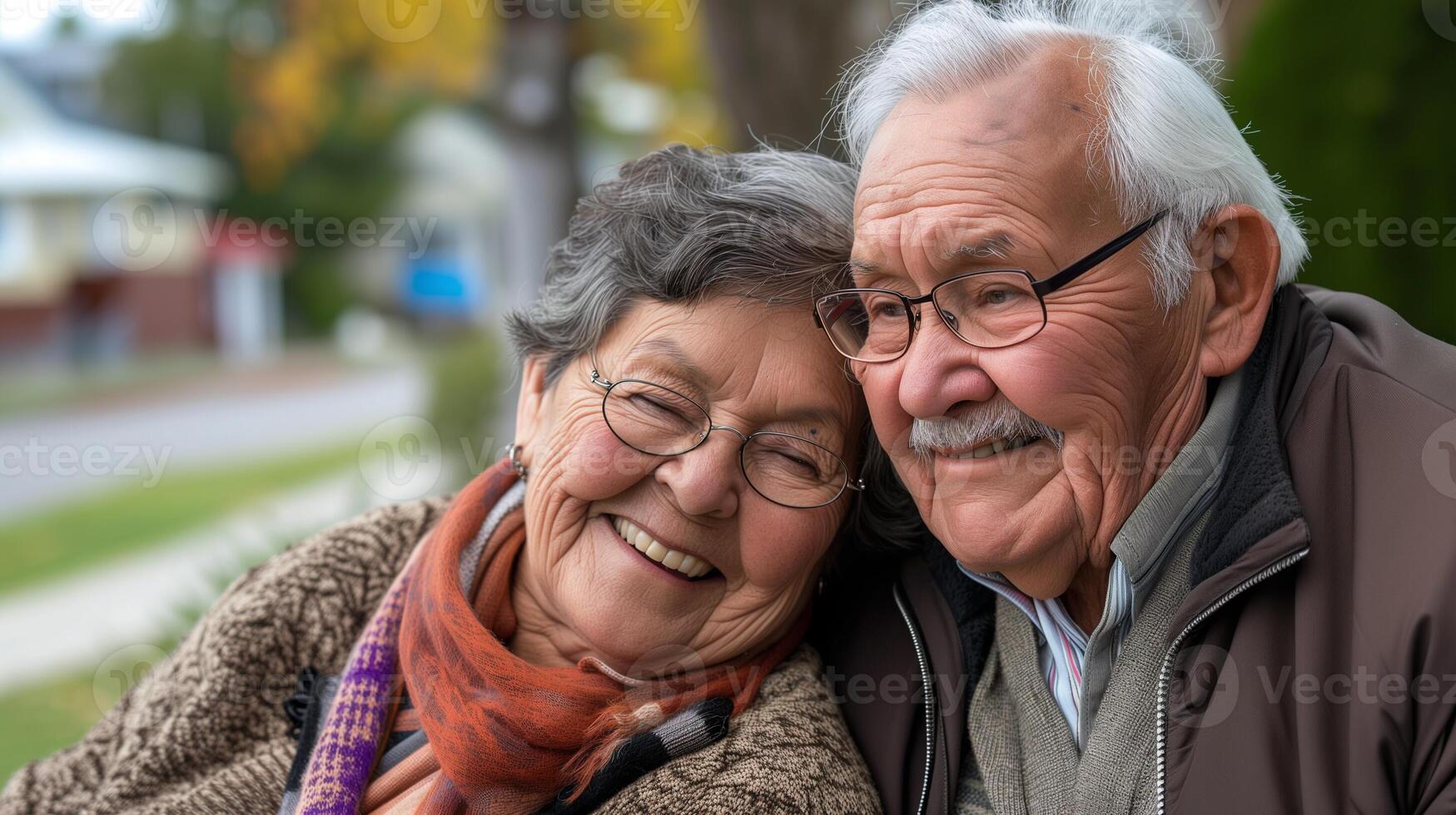 AI generated Portrait of happy senior couple. photo