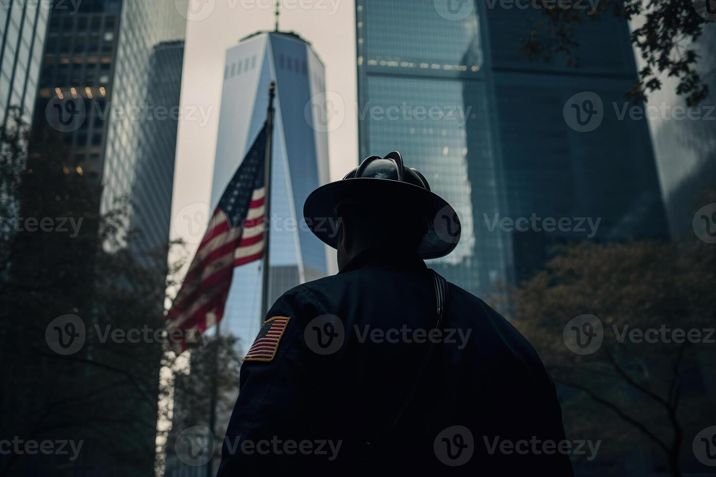 AI generated Patriot day USA, national date of service and remembrance 9 11 concept. Generative AI illustration photo