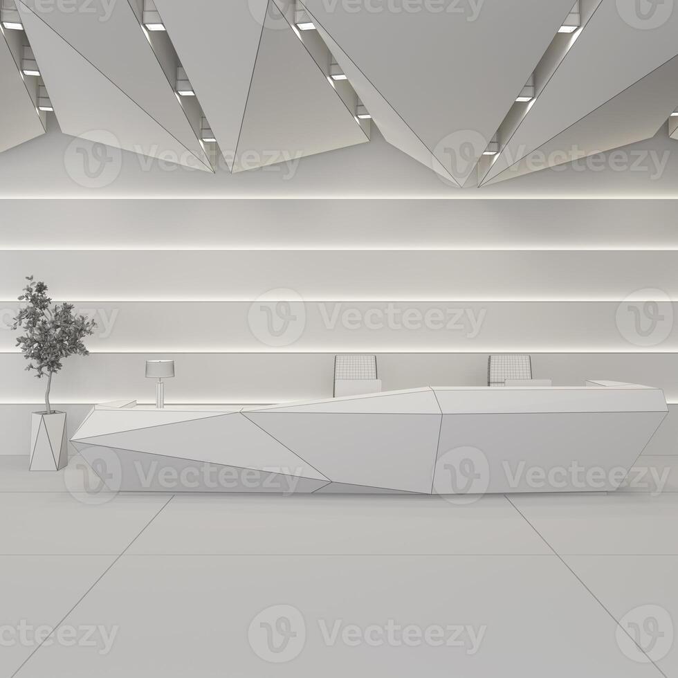 Designing Reception Space with a desk - Wire Frame photo