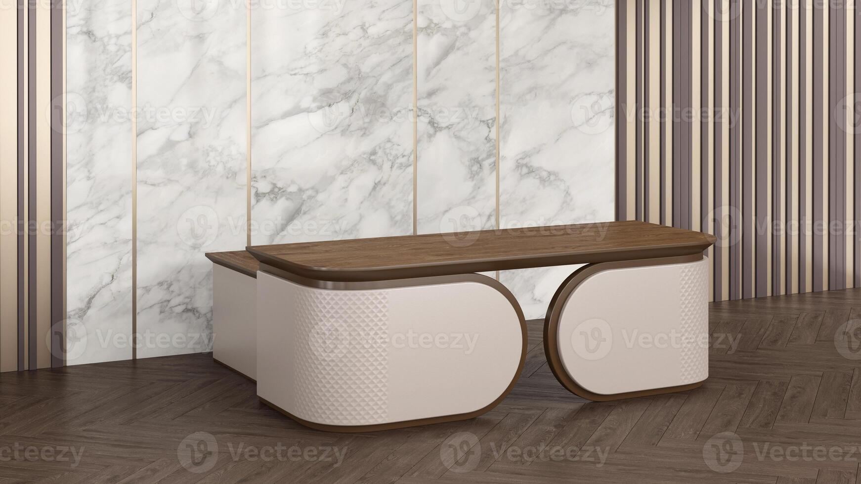 3D rendering of the management desk. boss desk in work place photo