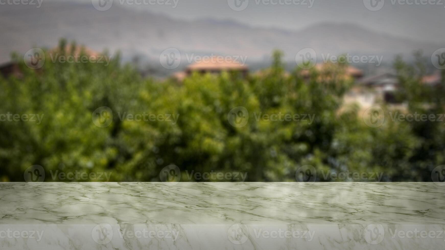 Blank marble table with naturally blurred background. Good for product arrangement photo