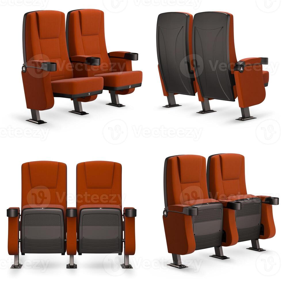 3D rendering of cinema chair - different views and high quality photo