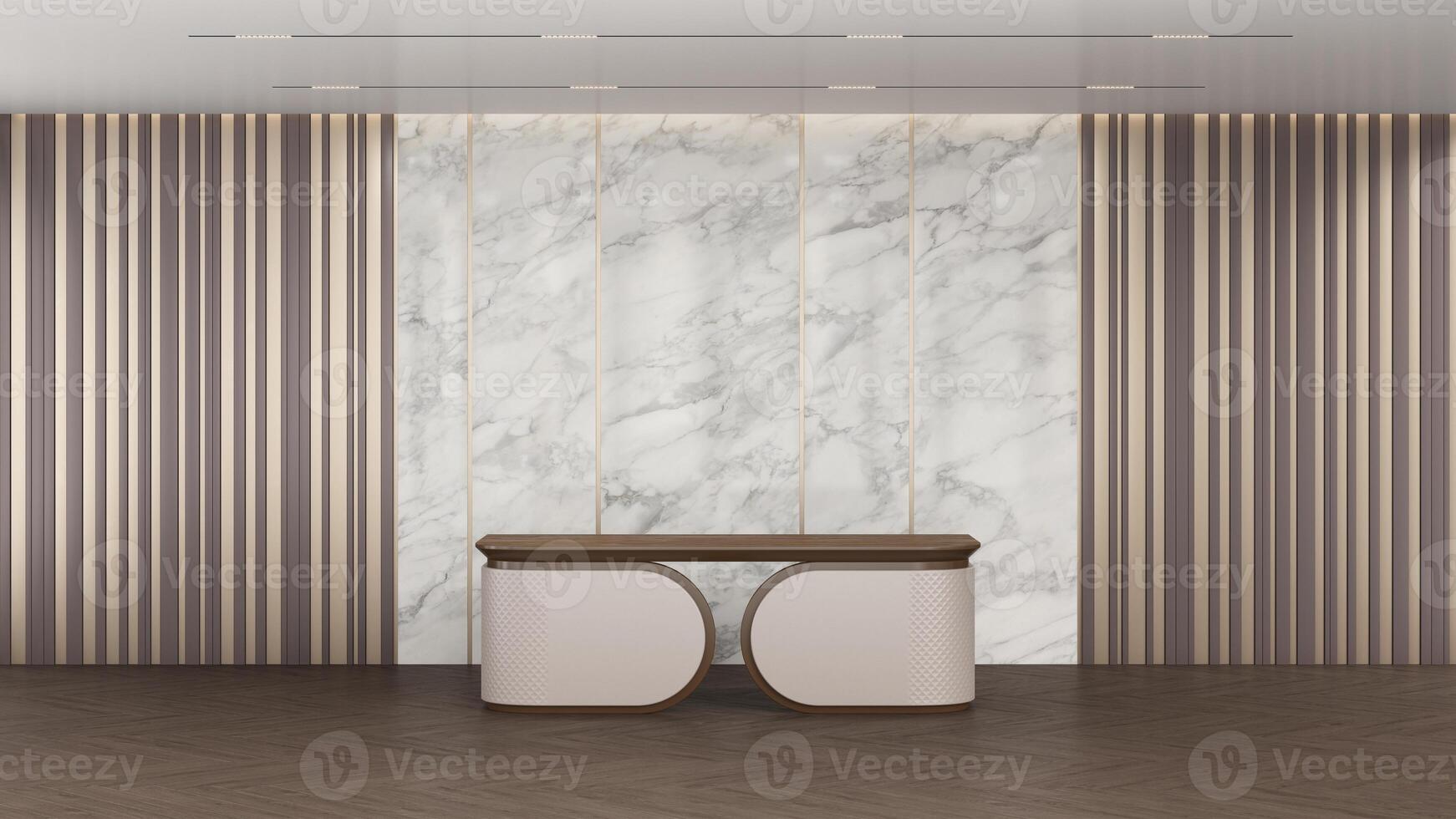 3D rendering of the management desk. boss desk in work place photo