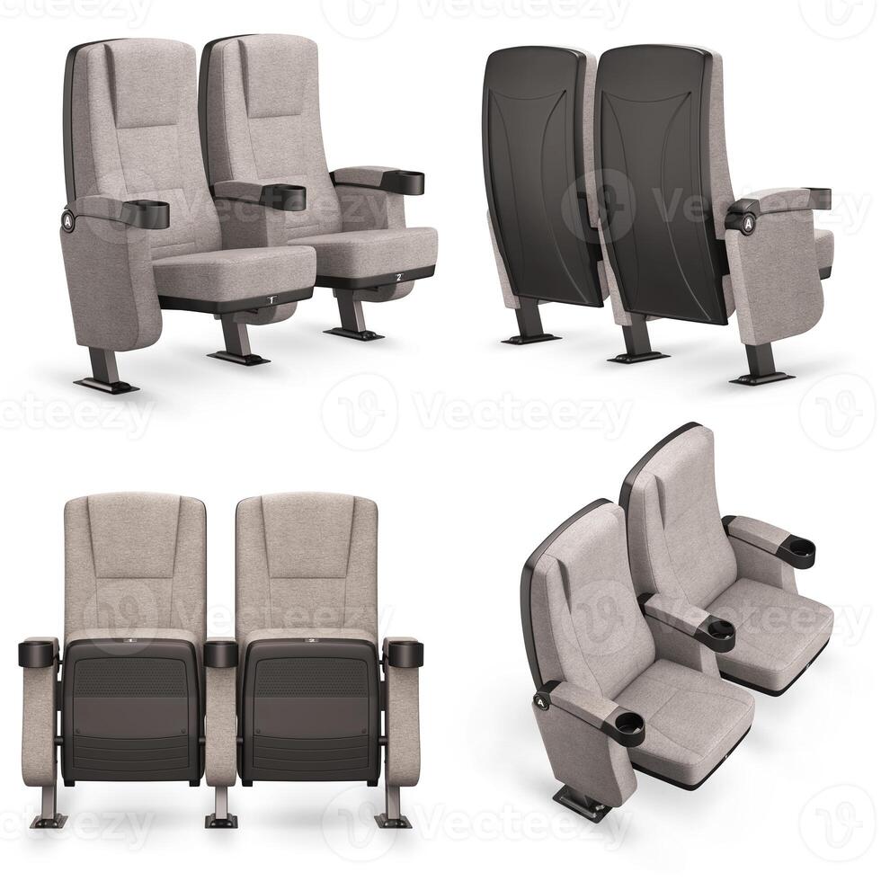 3D rendering of cinema chair - different views and high quality photo