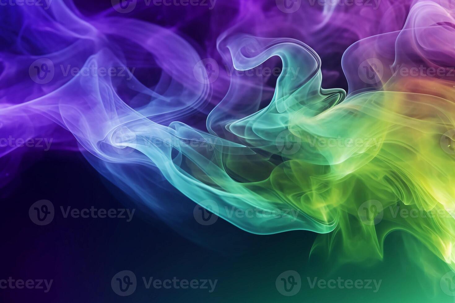 AI generated Purple, green, and yellow puffs of smoke. Mardi Gras colors horizontal background. AI Generated photo