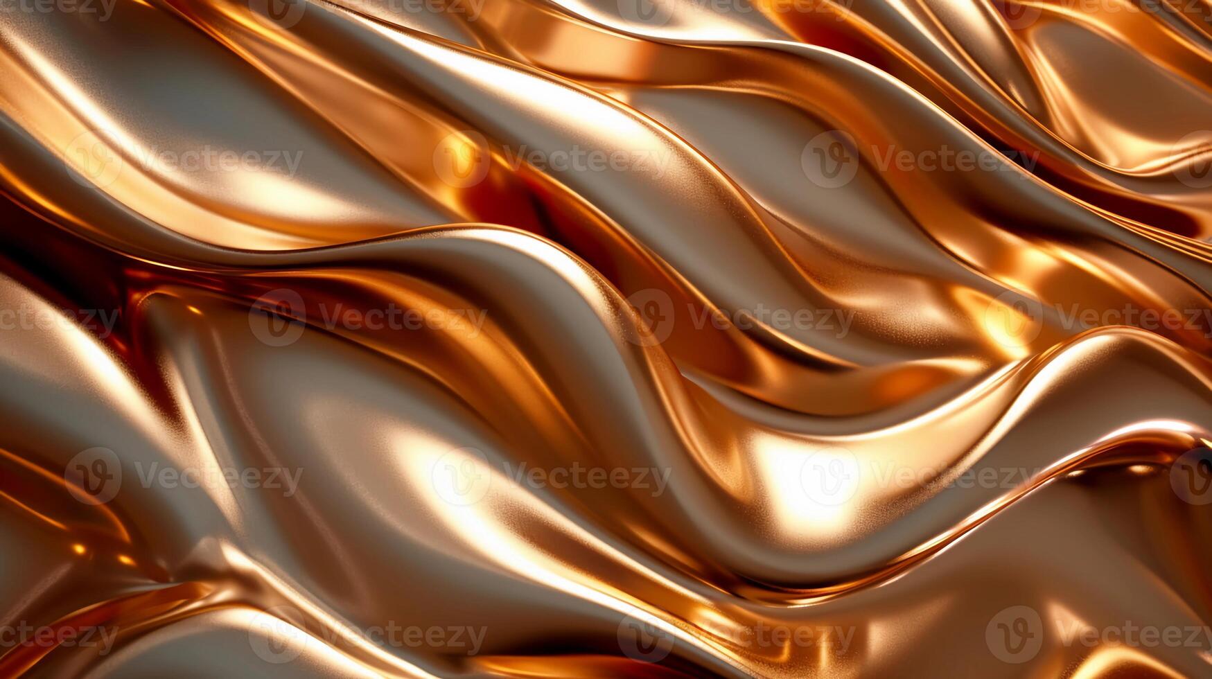 AI generated Liquid bronze with smooth, flowing waves. Shiny metallic texture. Abstract background. Ai Generated photo