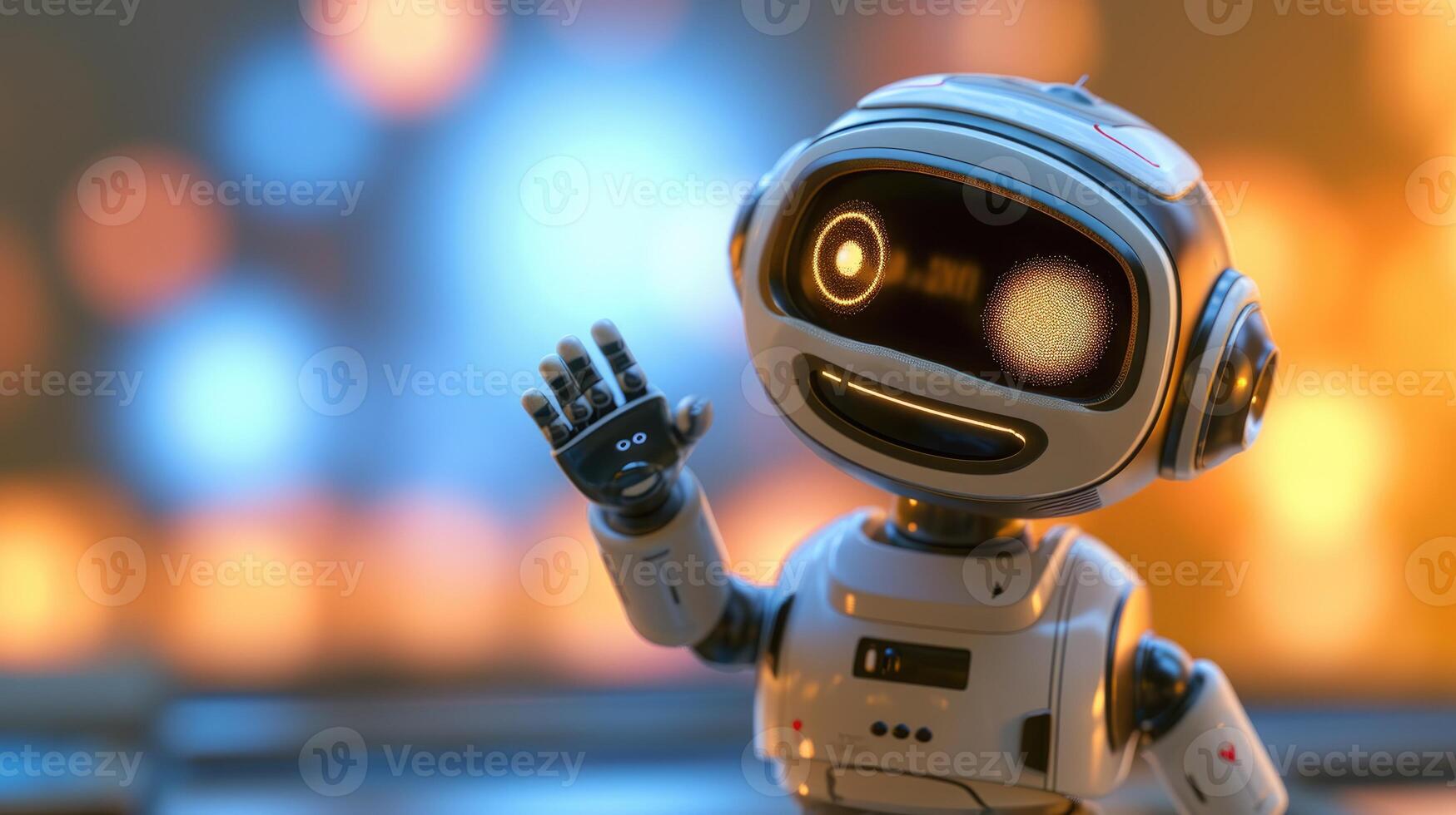 AI generated Adorable robot grinning and extending a friendly wave, Ai Generated photo