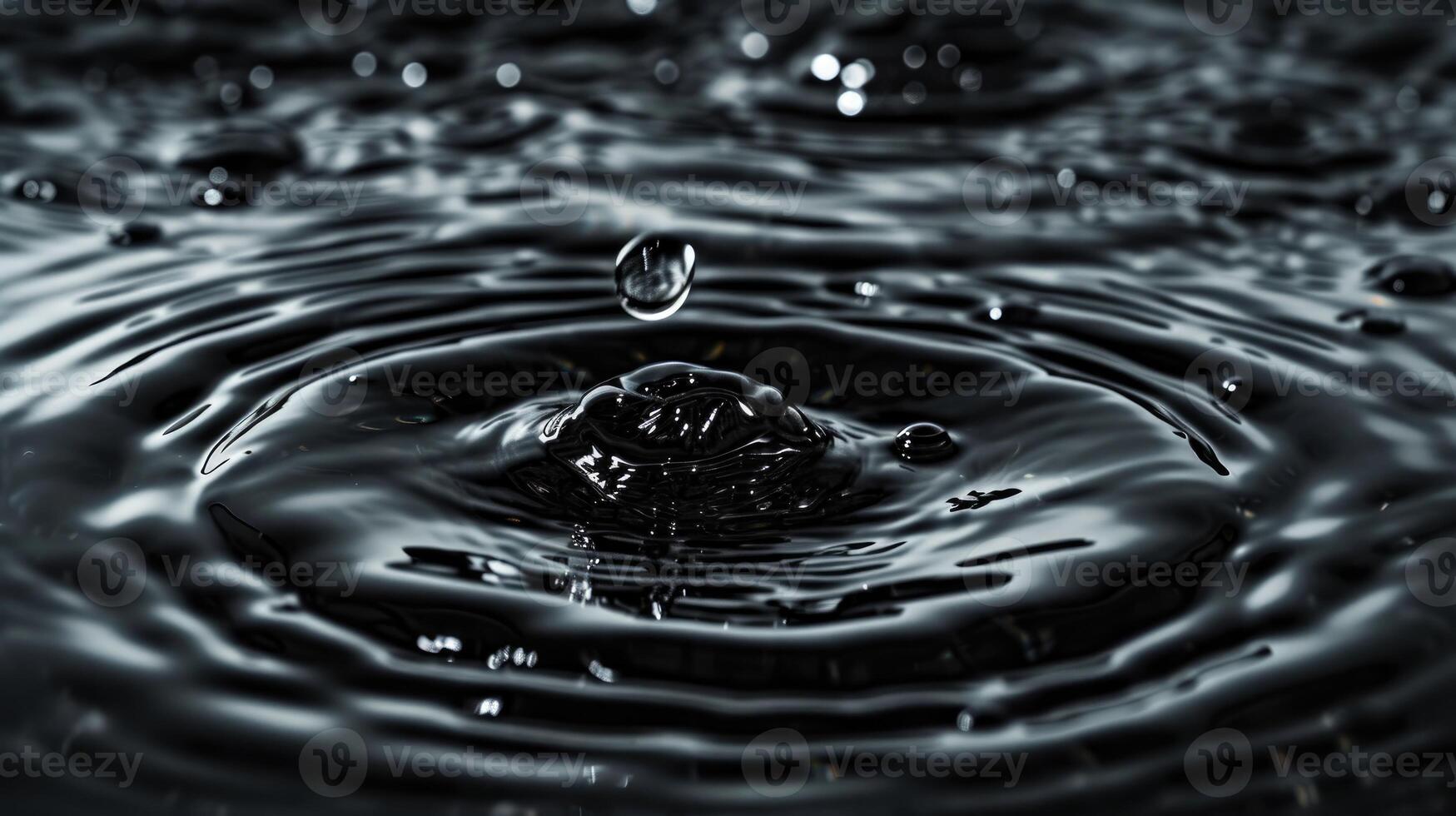 AI generated Elegant water drops dance on a black canvas, adorned with mesmerizing swirling patterns, Ai Generated. photo