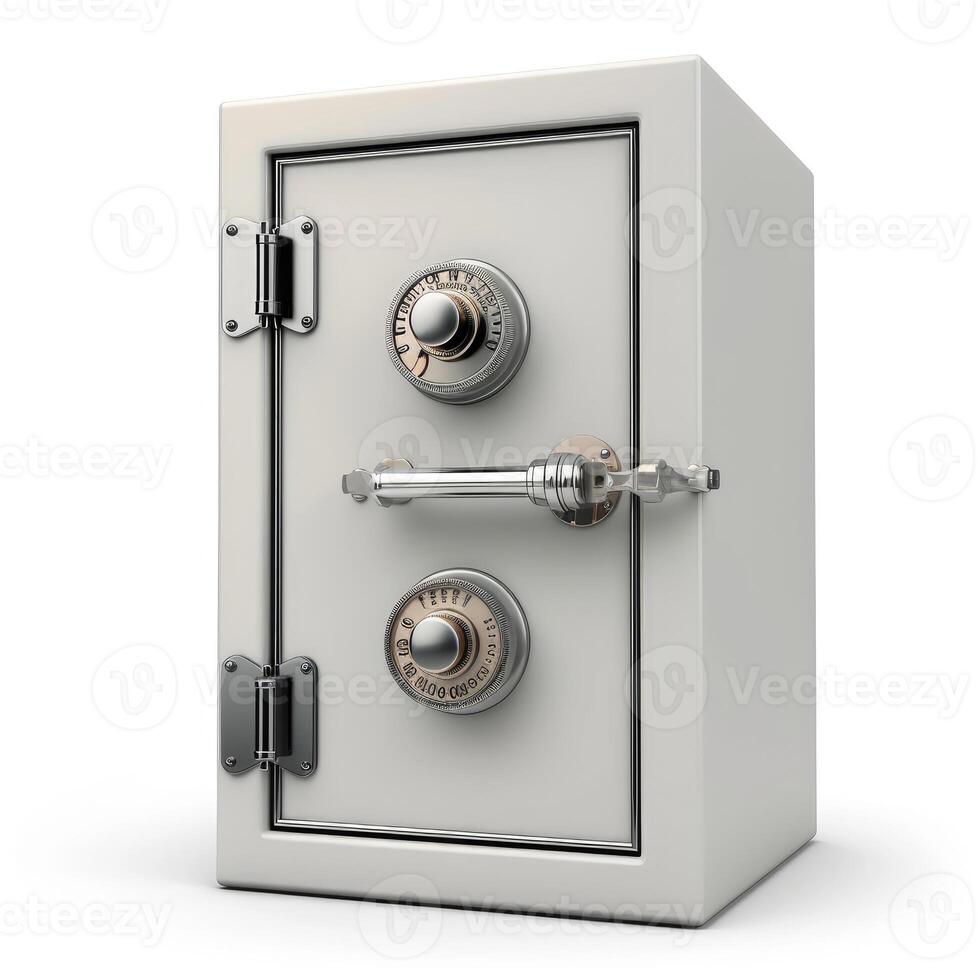 AI generated Isolated safe, combination lock exposed. Fortified secrets, Ai Generated. photo